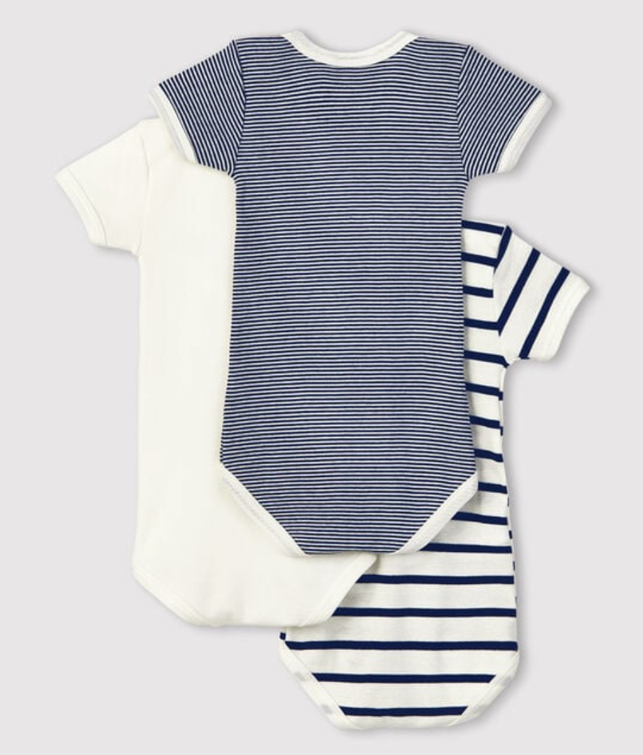 Petit Bateau - Set van 3 body's met hartjes - korte mouw