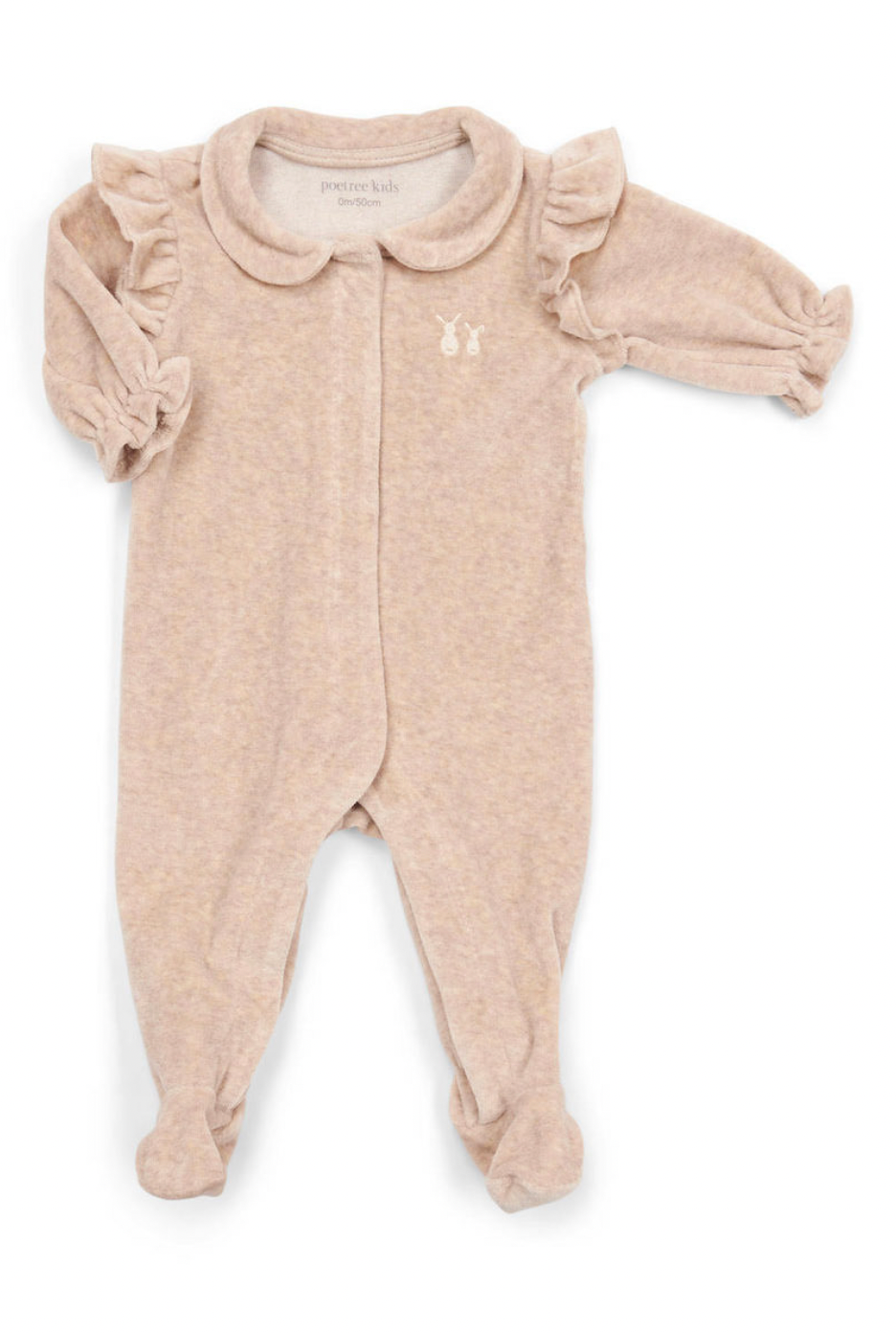 Babypakje Velours met Ruffles Camel - 1 maand - Poetree Kids