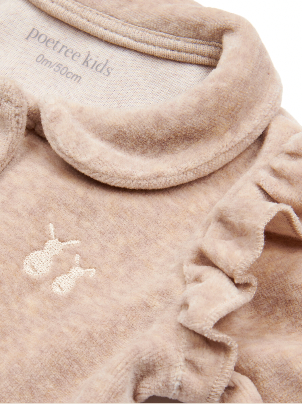 Babypakje Velours met Ruffles Camel - 1 maand - Poetree Kids