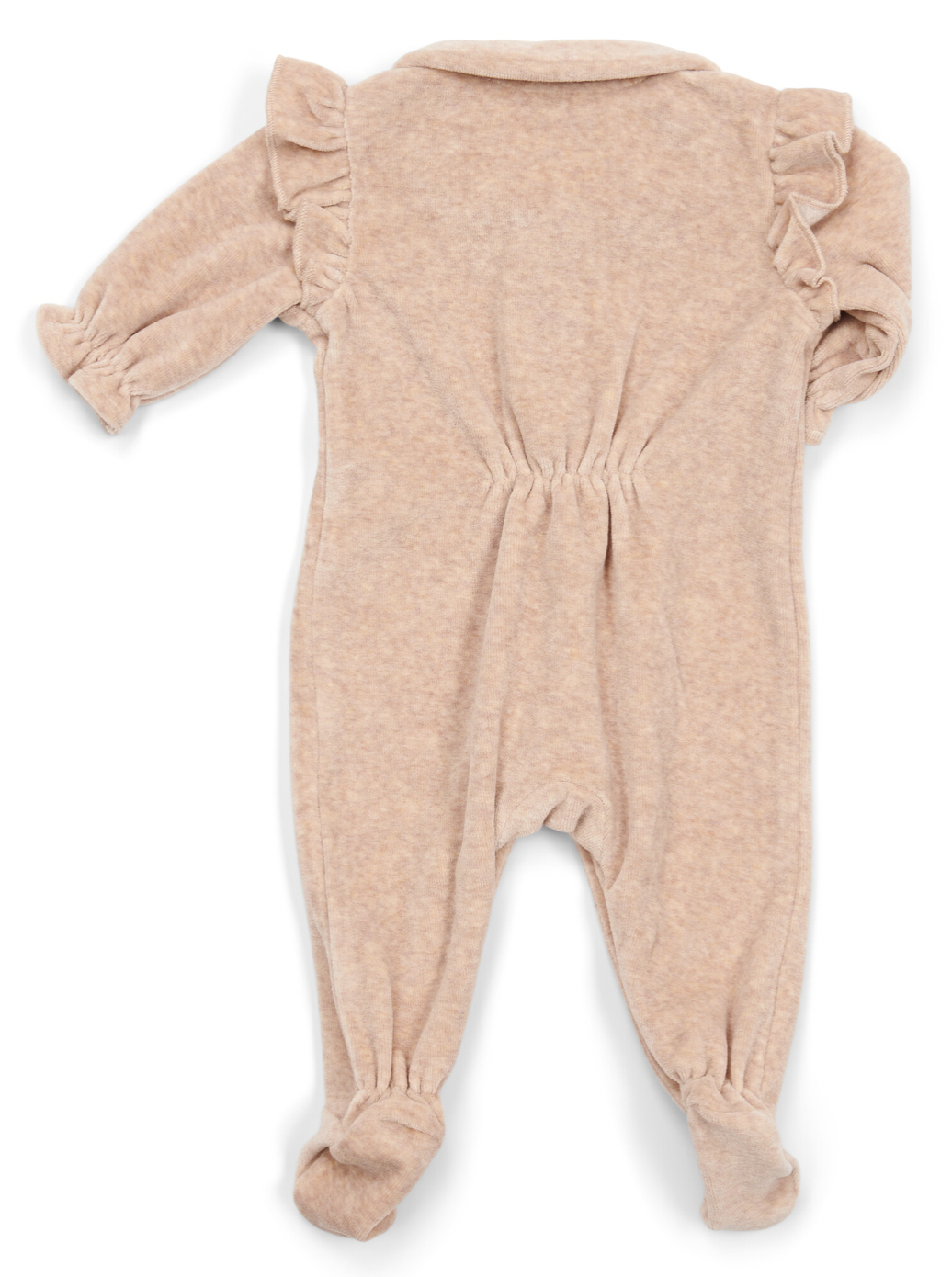 Babypakje Velours met Ruffles Camel - 1 maand - Poetree Kids