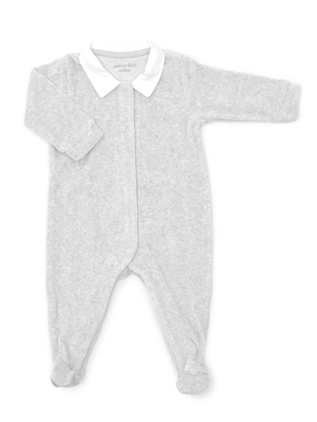 Babypakje Velours licht grijs - 1 maand - Poetree Kids