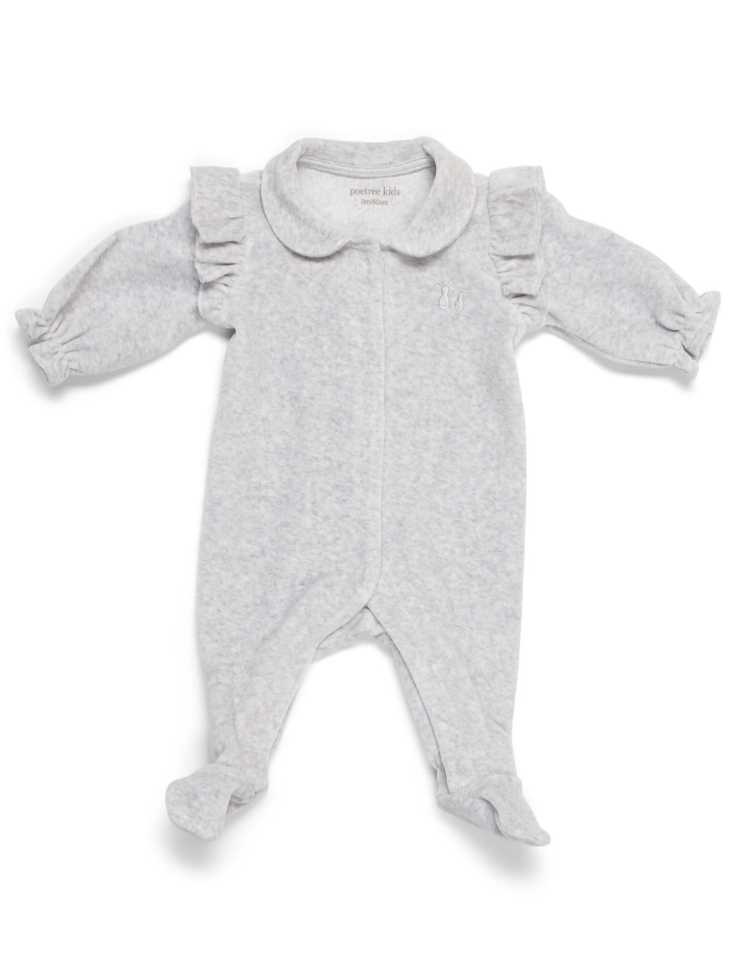 Babypakje Velours met Ruffles lichtgrijs - 3 maand - Poetree Kids