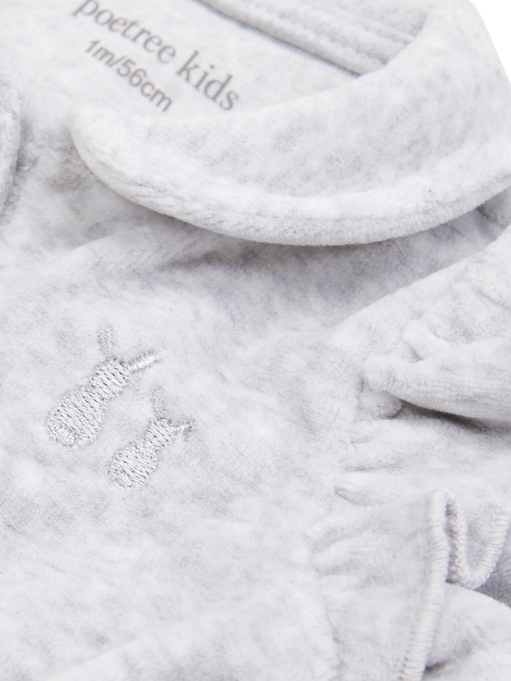 Babypakje Velours met Ruffles lichtgrijs - 3 maand - Poetree Kids