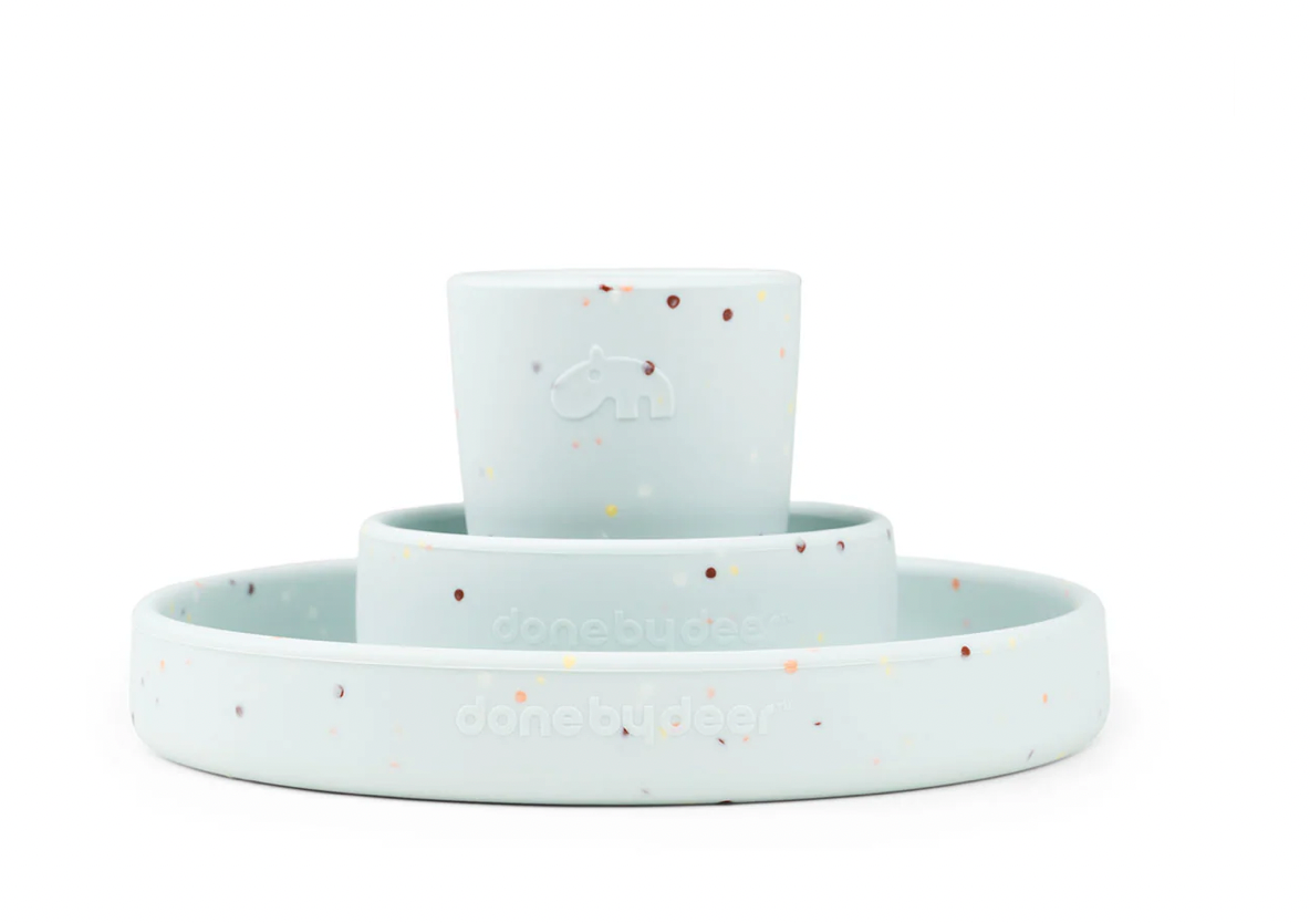 Silicone dinner set confetti blauw - Done by Deer